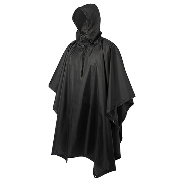 Black Military Poncho with Hood