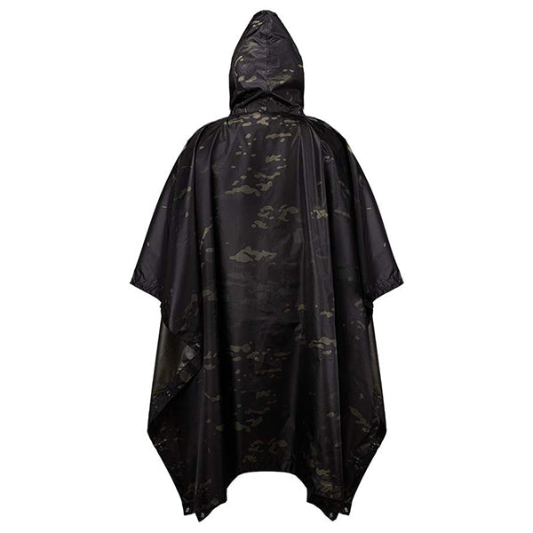 Tactical Waterproof Poncho in Black Camouflage