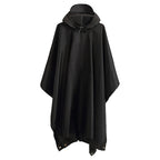 Unisex Black Rain Poncho with Visor Hood & Pocket