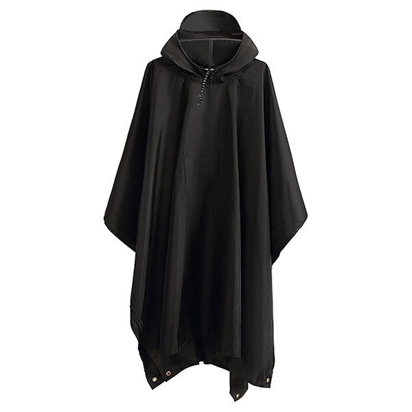 Unisex Black Rain Poncho with Visor Hood & Pocket