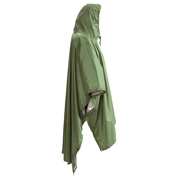 Lightweight Olive Green Hooded Rain Poncho