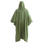 Lightweight Olive Green Hooded Rain Poncho