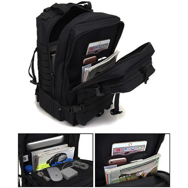 Black MOLLE Tactical Backpack with US Flag Patch