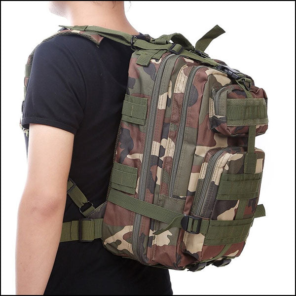 Tactical Woodland Camo Backpack with MOLLE