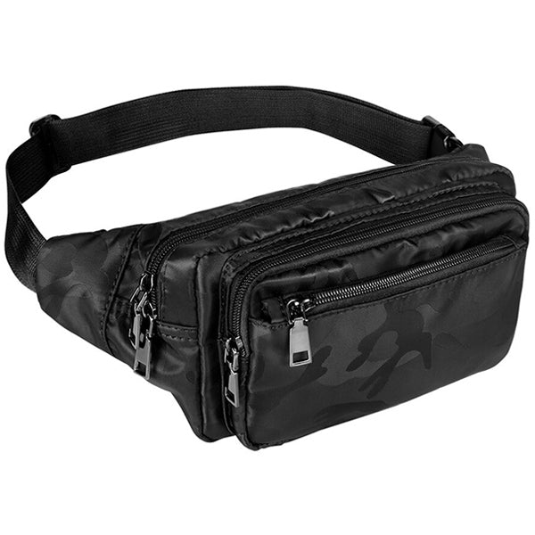 Black Camouflage Nylon Waist Bag