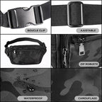 Black Camouflage Nylon Waist Bag