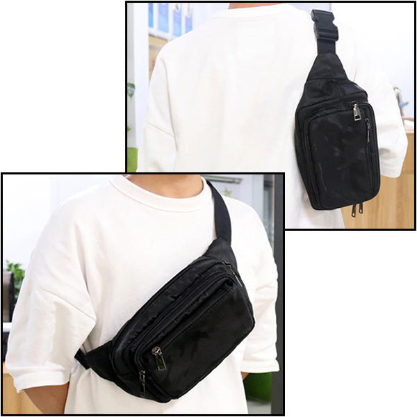 Black Camouflage Nylon Waist Bag