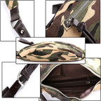 Unisex Camouflage Canvas Waist Bag with Brown Strap