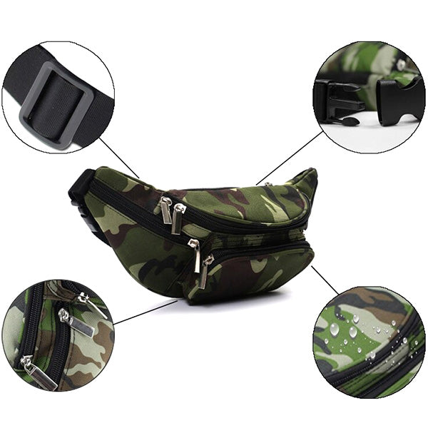 Green Camo Multi-Pocket Fanny Pack