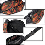 Unisex Orange Camo PU Leather Fanny Pack