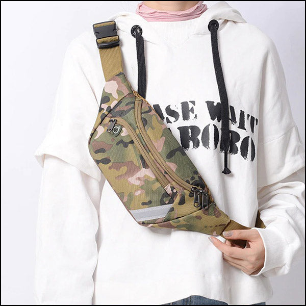 Camouflage Waist Bag with Reflective Strip