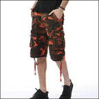 Men's Orange Camouflage Cargo Shorts