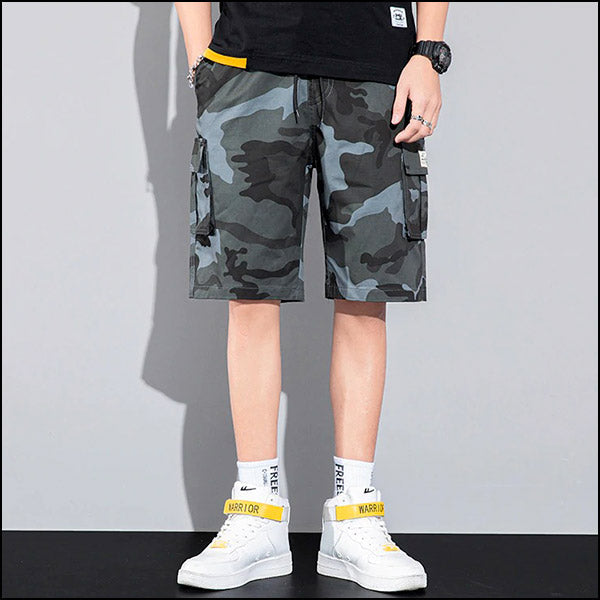 Men's Blue-Grey Camouflage Cargo Shorts