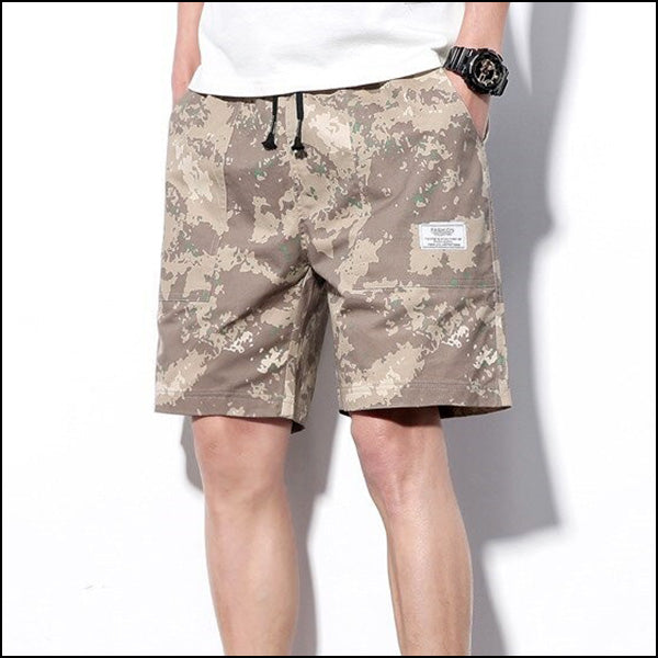 Men's Desert Camo Casual Shorts with Elastic Waist