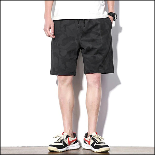 Men's Black Subtle Camo Drawstring Shorts