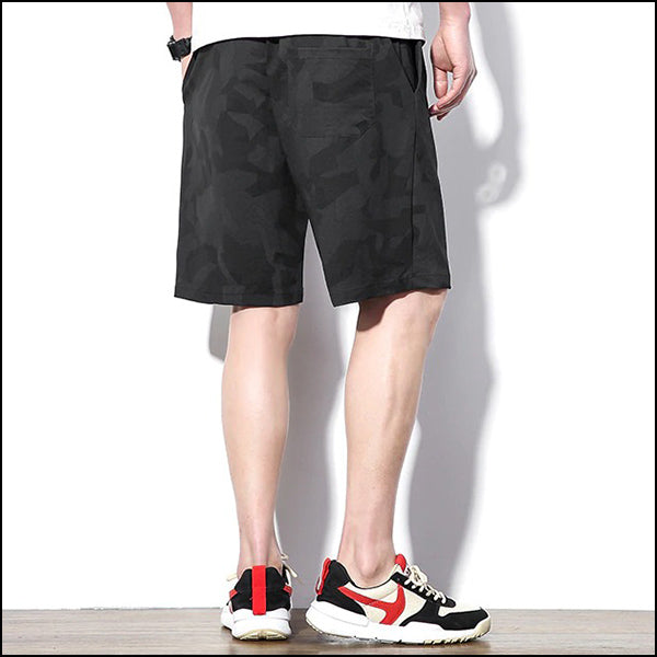 Men's Black Subtle Camo Drawstring Shorts