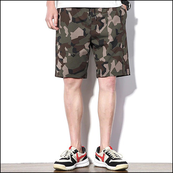 Men's Geometric Camo Drawstring Shorts