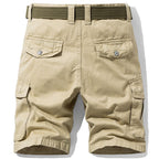 Men's Khaki Cotton Cargo Shorts with Web Belt