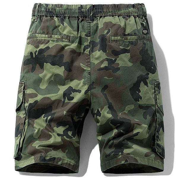Men's Camo Cargo Shorts with Elastic Drawstring