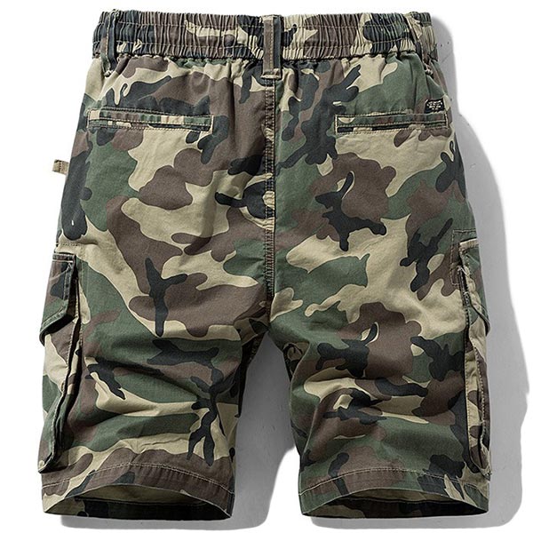 Men's Woodland Camo Cargo Shorts with Drawstring
