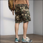 Men's Woodland Camo Cargo Shorts with Drawstring