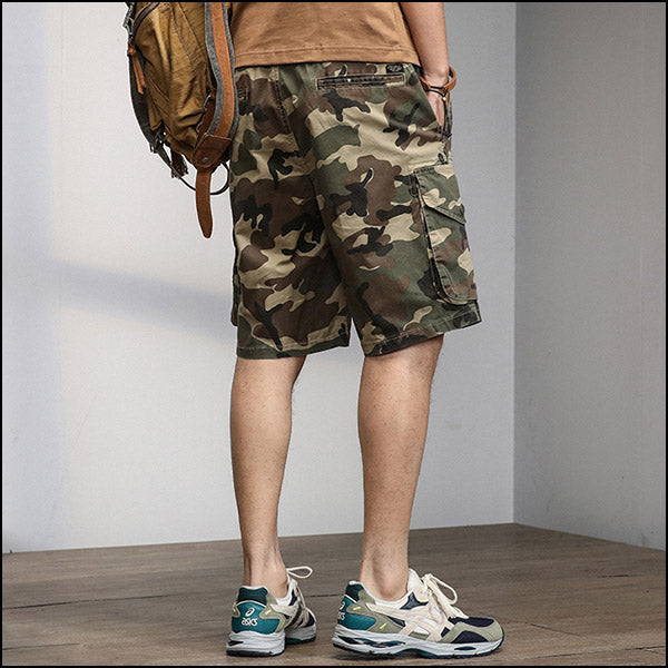 Men's Woodland Camo Cargo Shorts with Drawstring