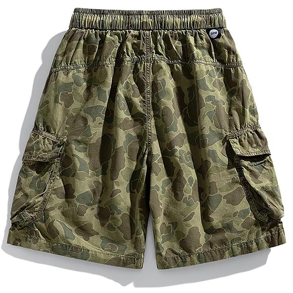 Men's Green Camouflage Drawstring Cargo Shorts