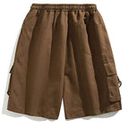 Men's Brown Loose Fit Cargo Shorts with Drawstring