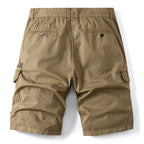Khaki Men's Utility Cargo Shorts with Zipper