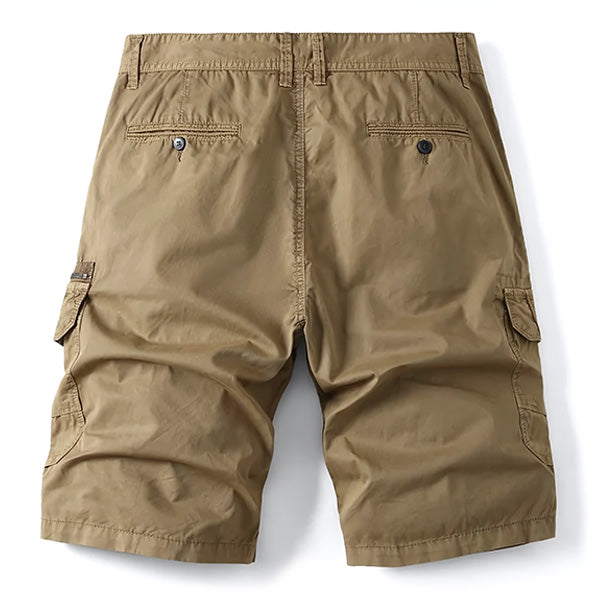 Khaki Men's Utility Cargo Shorts with Zipper