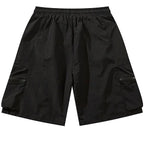 Black Loose Fit Multi-Pocket Cargo Shorts