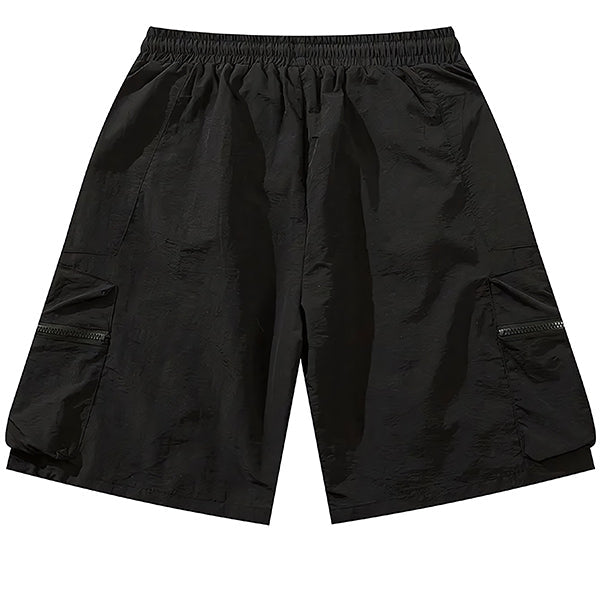 Black Loose Fit Multi-Pocket Cargo Shorts