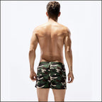 Men's Green Camo Swim Shorts with Orange Drawstring