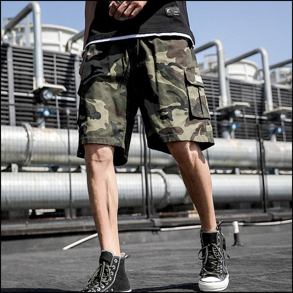 Men's Camouflage Cargo Shorts with Drawstring Waist
