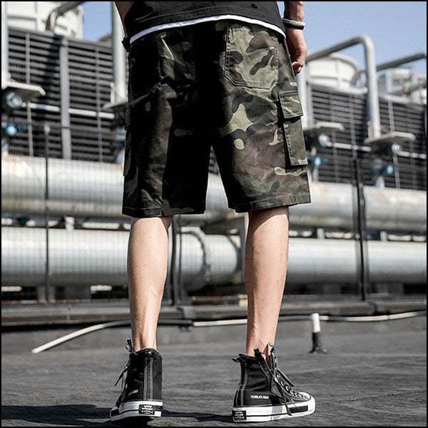 Men's Camouflage Cargo Shorts with Drawstring Waist