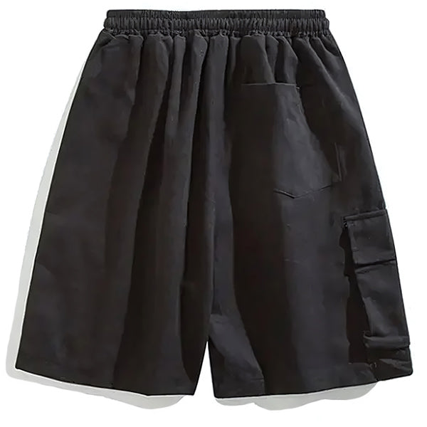 Streetwear Black Loose Cargo Shorts with D-Ring