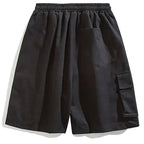 Streetwear Black Loose Cargo Shorts with D-Ring