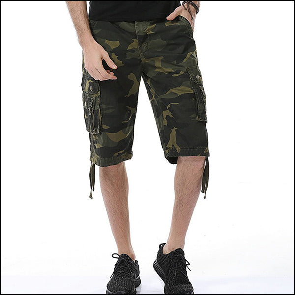 Men's Dark Camo Cargo Shorts with Pockets