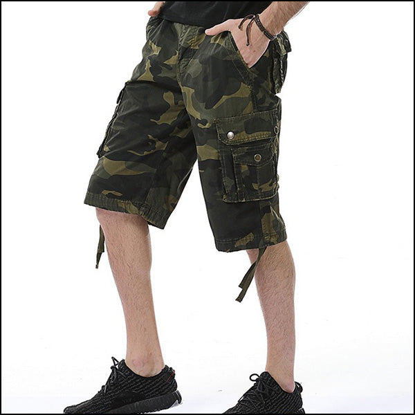Men's Dark Camo Cargo Shorts with Pockets