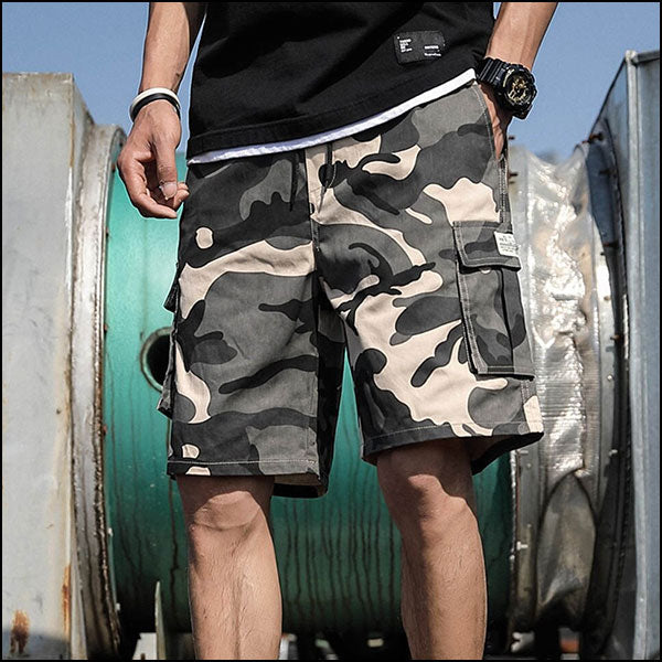 Men's Relaxed Fit Grey Camo Cargo Shorts