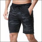 Men's Dark Grey Camo Sports Shorts with Zip Pocket
