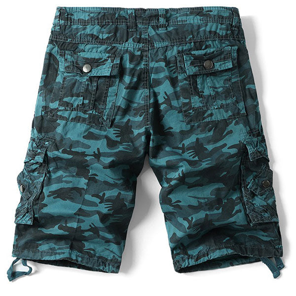 Men's Relaxed Fit Teal Camo Cargo Shorts