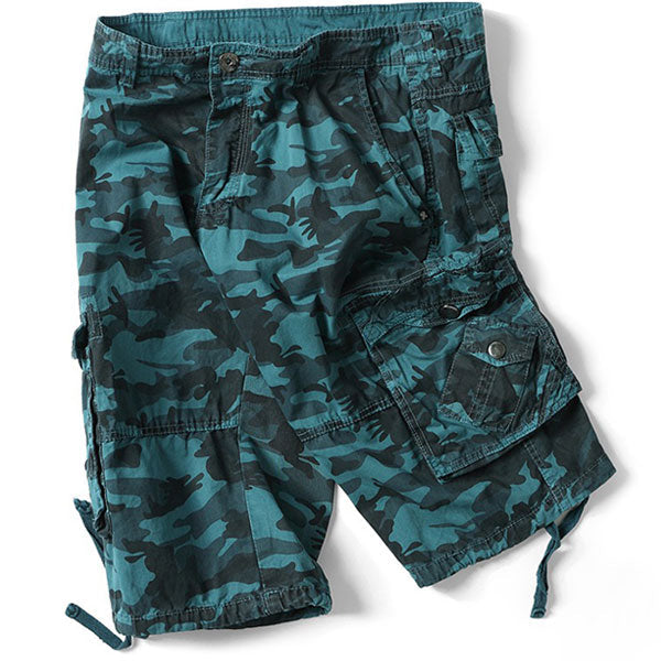 Men's Relaxed Fit Teal Camo Cargo Shorts