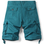 Men's Teal Blue Cargo Shorts with Drawstring Hem