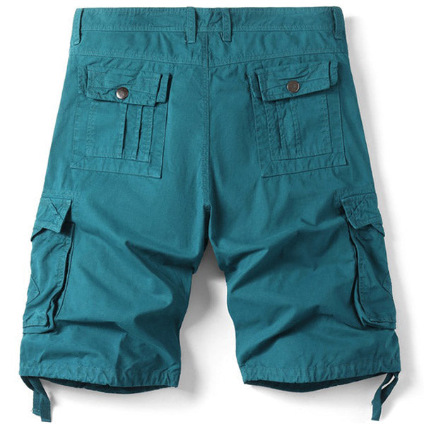Men's Teal Blue Cargo Shorts with Drawstring Hem