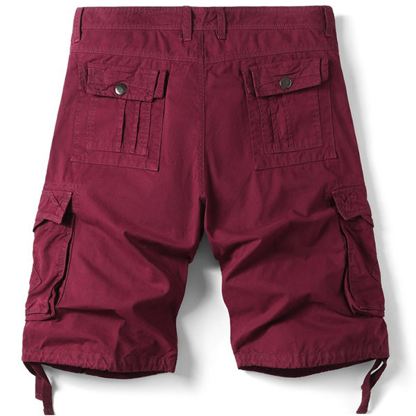 Men's Maroon Cargo Shorts with Drawstring Hem