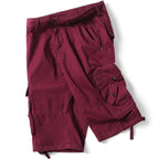 Men's Maroon Cargo Shorts with Drawstring Hem