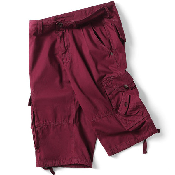 Men's Maroon Cargo Shorts with Drawstring Hem