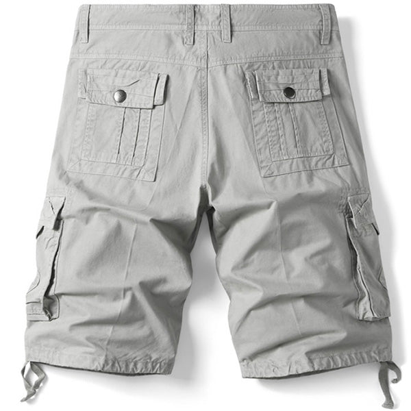Men's Light Gray Cargo Shorts with Drawstring Hem
