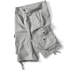 Men's Light Gray Cargo Shorts with Drawstring Hem